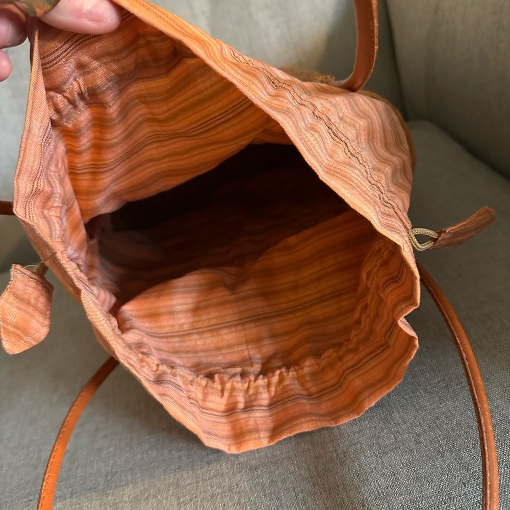 Handmade Bali-style Rattan Tote Bag with Drawstring Lining - Picture 8 of 9